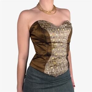 Brown gold corset top by Mata - likely fits l size s-m best (marked vtg EU 44)